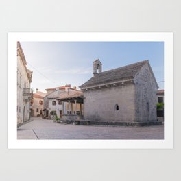 Charming Church in Gračišće | Empty square in Istria | Serene church square in Croatia Art Print