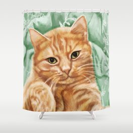 Soft and Purry Orange Tabby Cat Shower Curtain