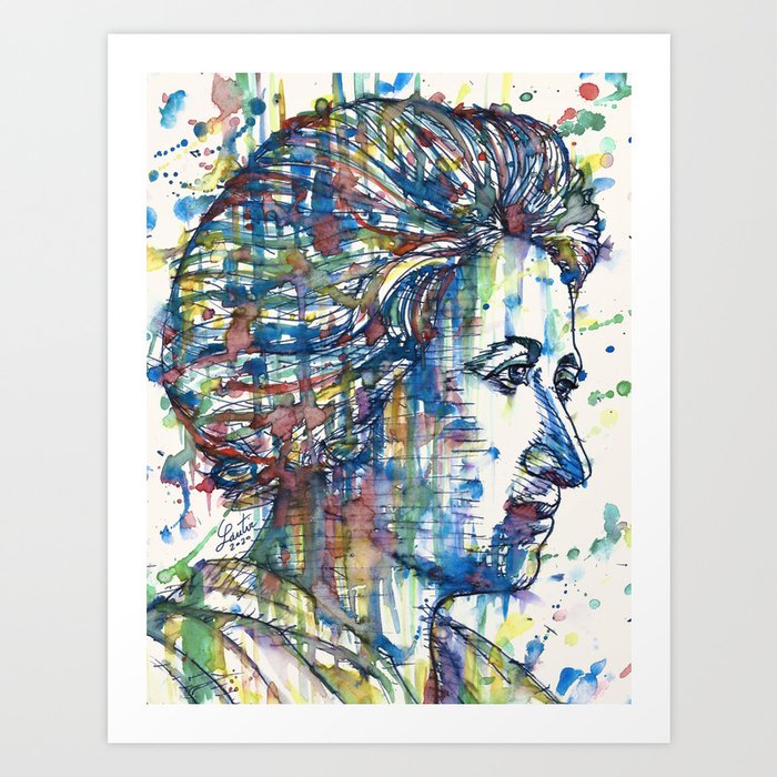 ROSA LUXEMBURG watercolor and ink portrait Art Print