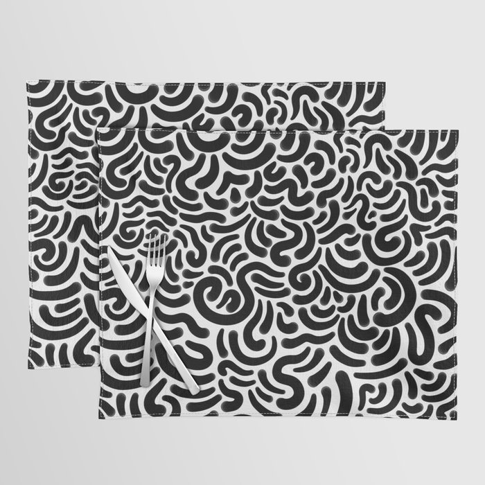 Black and White Waves Placemat