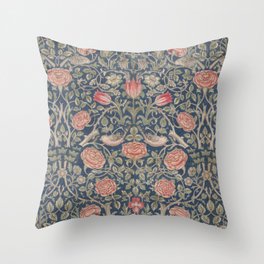William Morris Tudor Rose Vintage Floral Throw Pillow