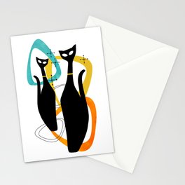 Mid Century Atomic Cats Stationery Card