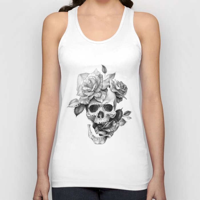 Black and white Skull and Roses Tank Top