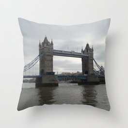 Great Britain Photography - Tower Bridge Under The Gray Sky Throw Pillow