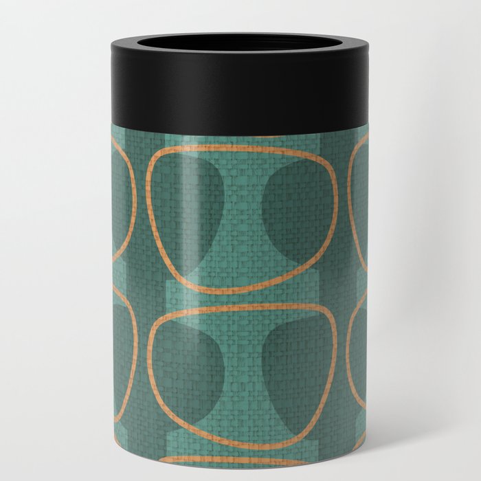 Teal and Orange Mid Century Modern Abstract Ovals Can Cooler