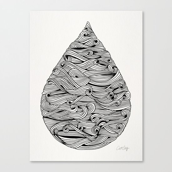 Water Drop – Black Ink Canvas Print