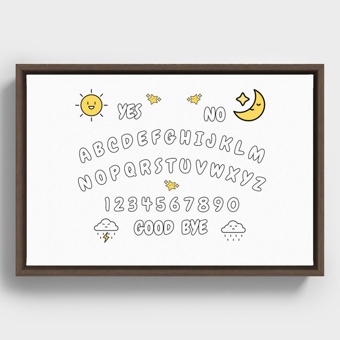 Ouija style nonverbal communication board Framed Canvas