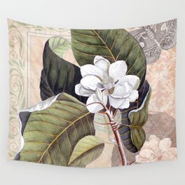 Vintage White Magnolia Wall Tapestry