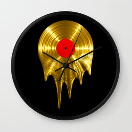 Melting vinyl GOLD / 3D render of gold vinyl record melting Wall Clock