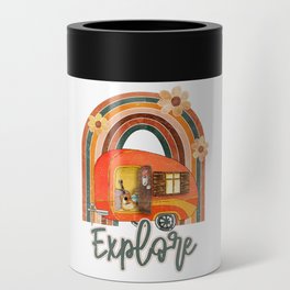 Explore Camping Rainbow Vintage Can Cooler