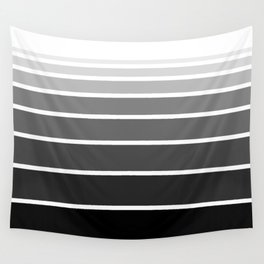 Black, Grey, White Striped Ombre Gradient  Wall Tapestry