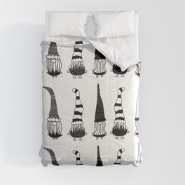 Christmas Gnomes Black On White Comforter