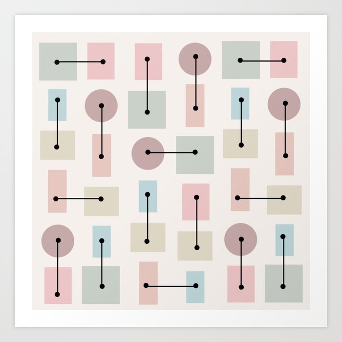 Atomic Age Simple Shapes Multicolored 1 Art Print