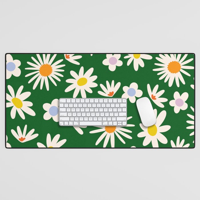 Rainbow Vintage Daisies Desk Mat