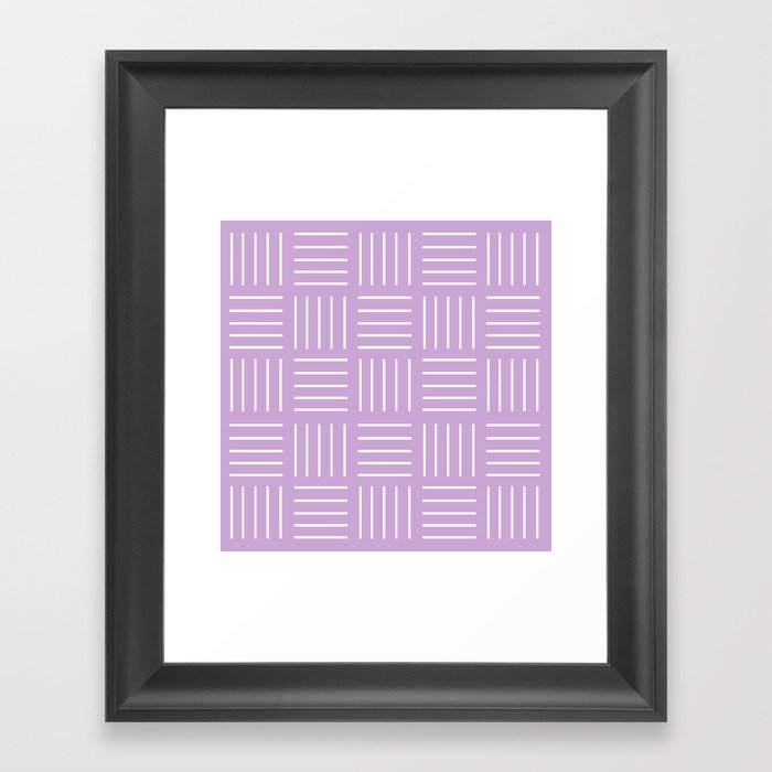 Abstract geometric pattern - purple and white. Framed Art Print