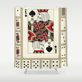 Playing cards of Spades suit in vintage style. Original design. Vintage illustration Shower Curtain