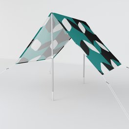 Vintage Diagonal Rectangles Black White Teal Sun Shade