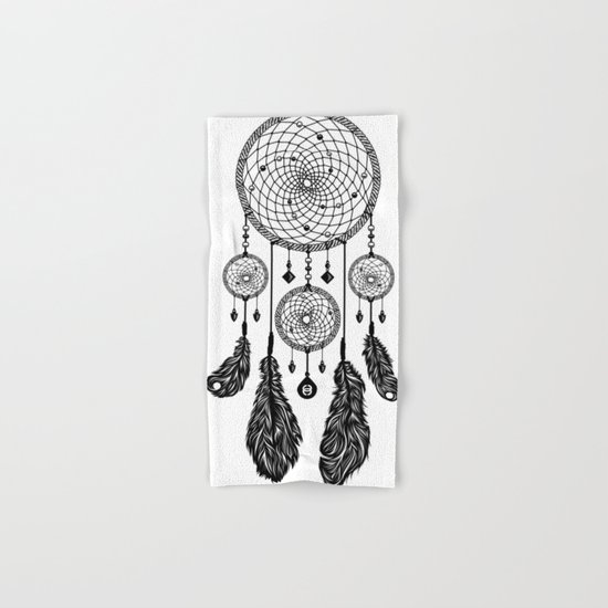 Dreamcatcher (Black & White) Hand & Bath Towel