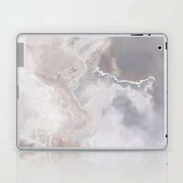 Different shades of grey color cloudy and wavy marble layout on solid sheet of wallpaper. Concept of home decor and interior designing Laptop Skin