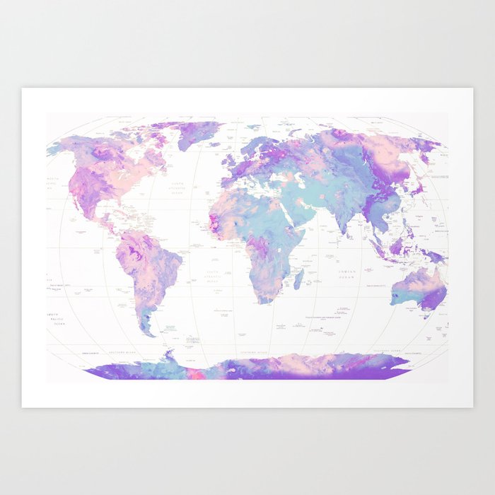 Unicorn Earth Map Art Print