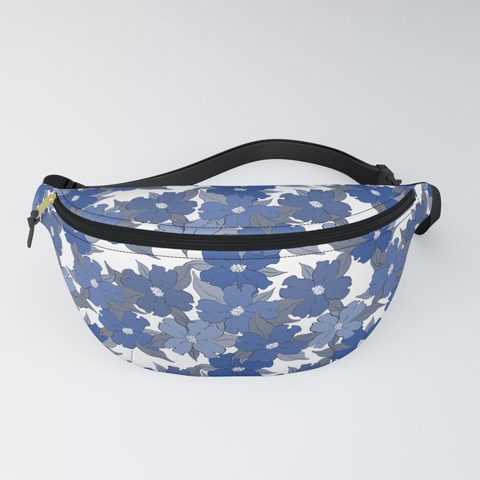 navy blue and white flowering dogwood symbolize rebirth and hope Fanny Pack
