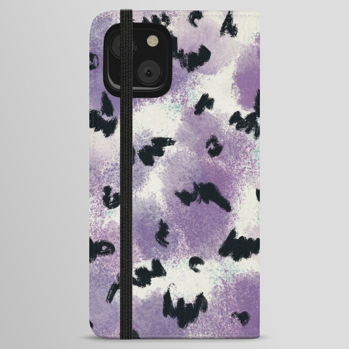 Purple watercolor pattern iPhone Wallet Case