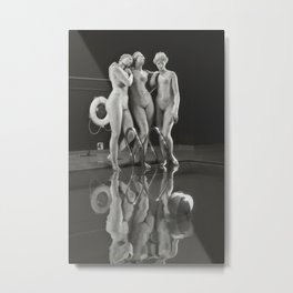 Three Graces By The Pool Metal Print | Modernart, Swimmingpool, Popart, Contemporaryart, Photo, Retro, Monchrome, Digital Manipulation, Curated, Threegraces 