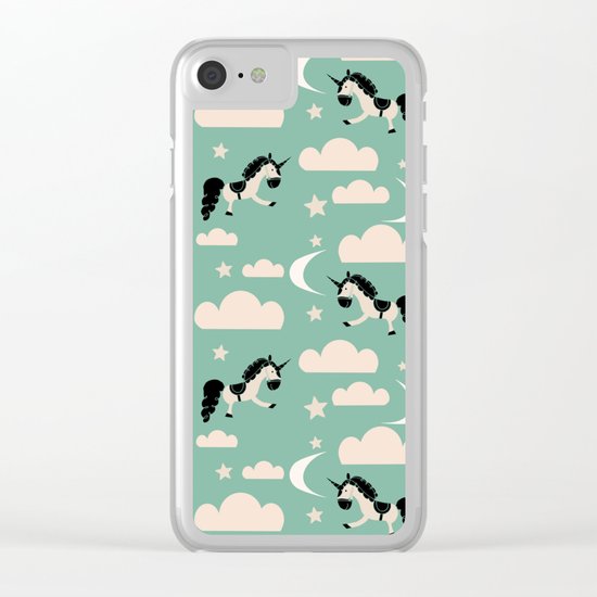 Unicorn green Clear iPhone Case