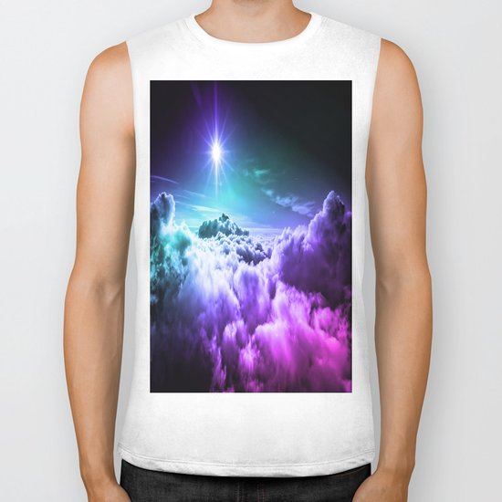 Cool Tone Ombre Clouds Biker Tank