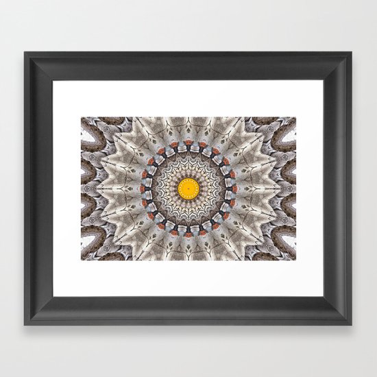 Lovely Healing Mandalas in Brilliant Colors: Black, Ecru, Gray, Silver, Orange, and Yellow Framed Art Print