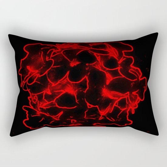 Red electric flowers on black background Rectangular Pillow