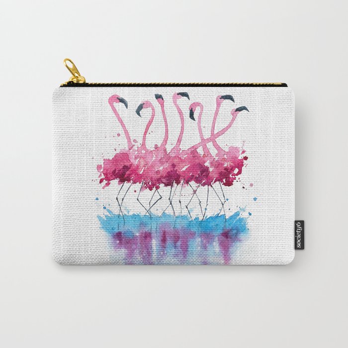 flamingos watercolor painting Carry-All Pouch