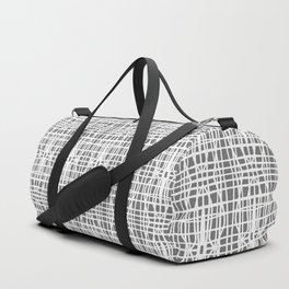 Gray and White Boho Wicker Woven Pattern Duffle Bag