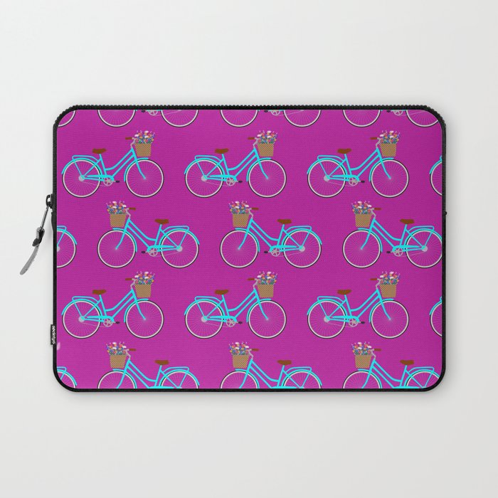 Bicycle with flower basket on purple Laptop Sleeve