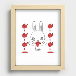Heart Conjuring Bunny Rabbit - funny cartoon drawing with blood and magic! Recessed Framed Print