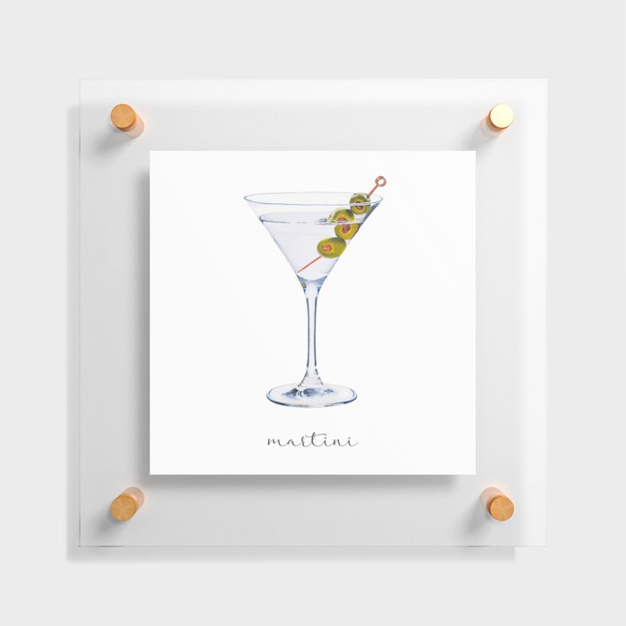 Martini Cocktail | Watercolor Painting Floating Acrylic Print