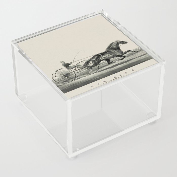 Vintage Horse Race Lithograph Acrylic Box