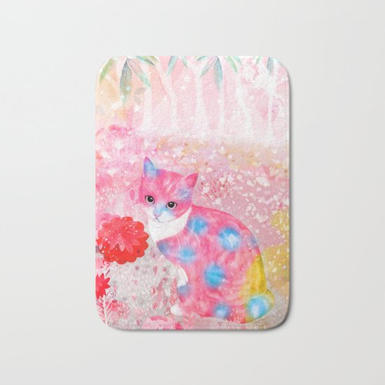 pink cat Bath Mat