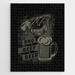 Authentic BBQ Beef Beer Grunge Illustration Jigsaw Puzzle