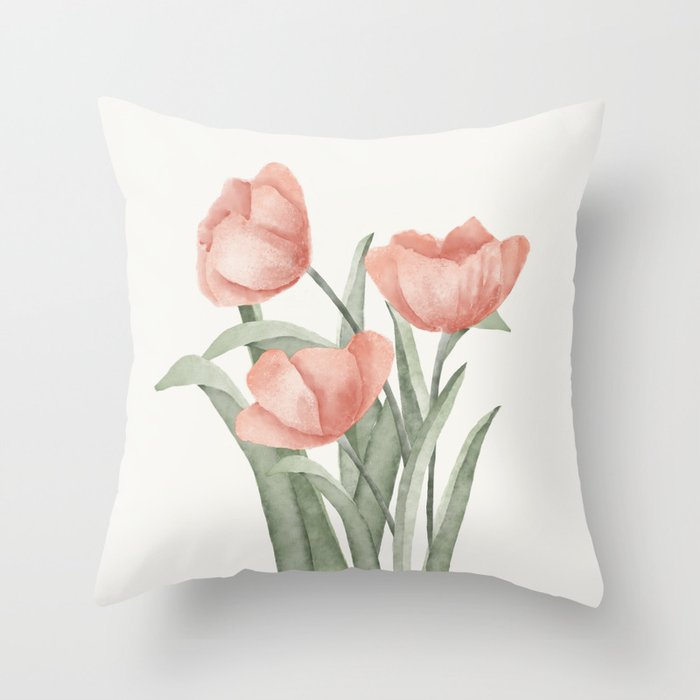Flowers Watercolor Throw Pillow