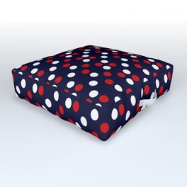 Red Poá Outdoor Floor Cushion | Chic, Classic Print, Vintage, Graphicdesign, Digital, Blue, Dots, Dark Background, Pattern, Classic Pattern 