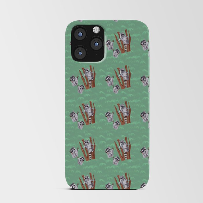 Playful Curious Raccoons Tree Pattern  iPhone Card Case