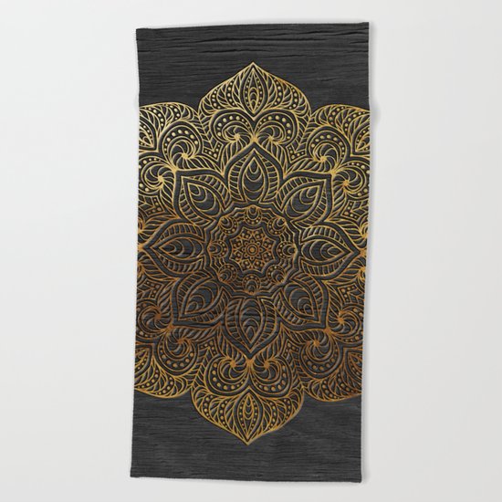 Wood Mandala - Gold Beach Towel