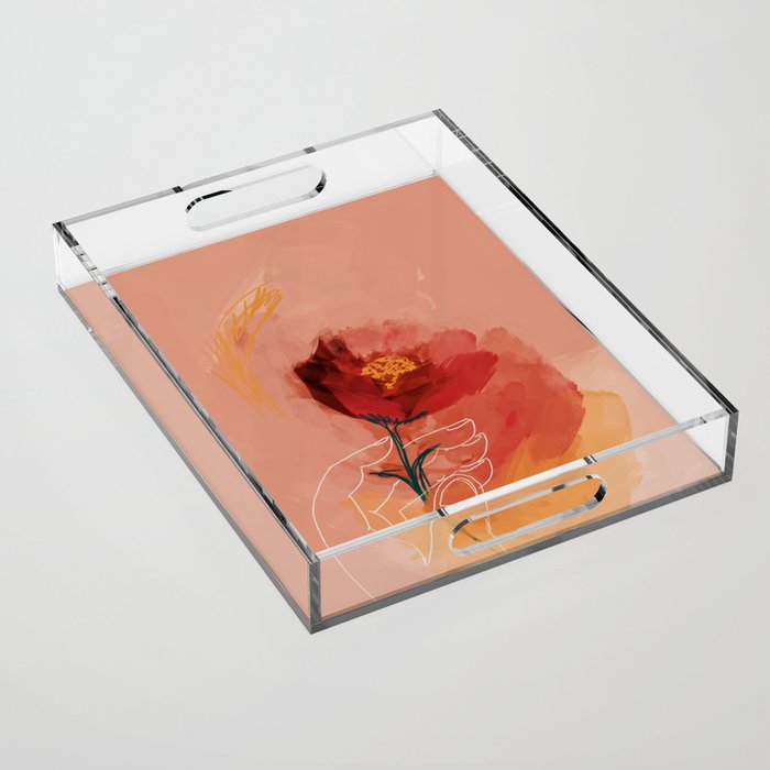 Hand Holding Flower Acrylic Tray