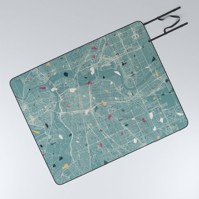USA, Sacramento - Pastel City Map - Terrazzo Collage - Marble Picnic Blanket