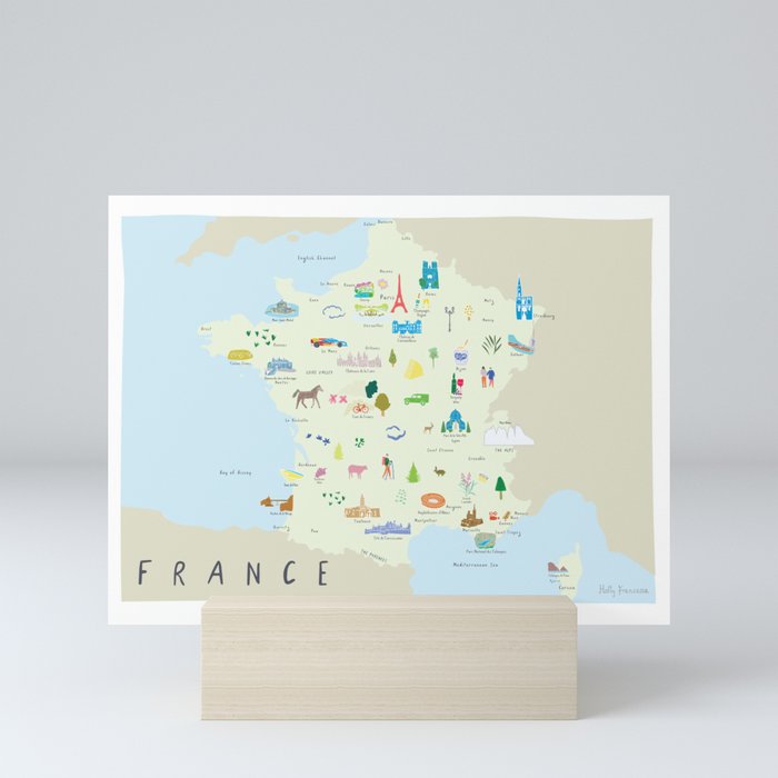 Illustrated Map of France Mini Art Print