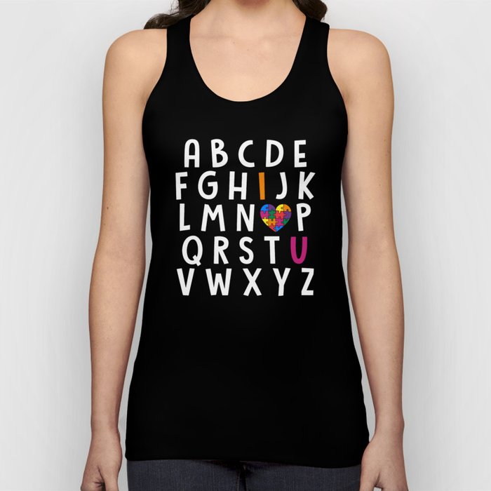 Autism Awareness Alphabet Typographic Tank Top