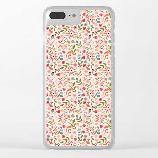 Birds and flowers 001 Clear iPhone Case