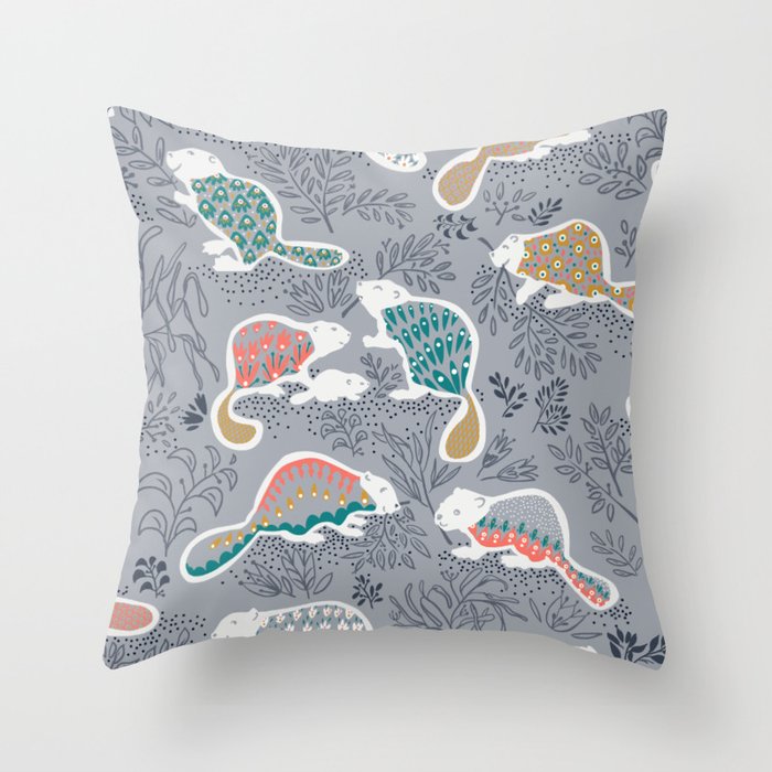 Beaver is back bay day - Comeback Species Throw Pillow
