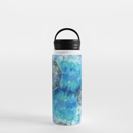 Crystal Vision - Blue And Gray Abstract Mandala Art Water Bottle